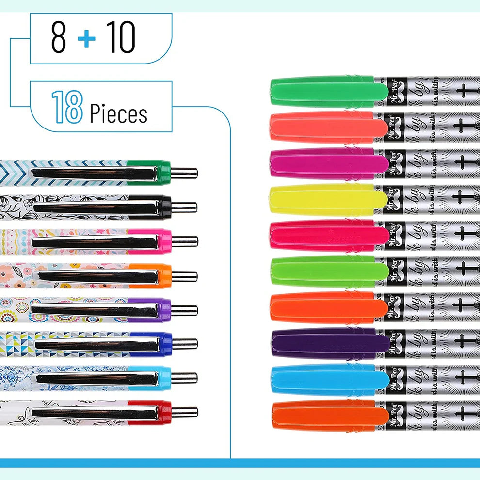 Mr. Pen Bible Journaling Kit, 18 Pack - 10 Gel Highlighters, 8 No Bleed Pens, Bible Pens and Highlighters, No Bleed, Gift