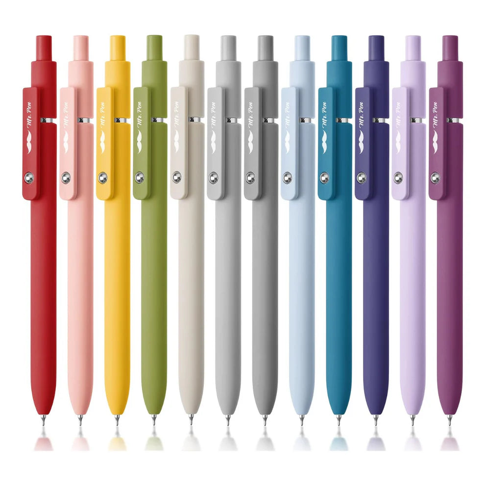 Retractable Gel Pens,  12 Pack, Morandi, Gradient, and Vintage Barrels, Colored Ink Gel Pens,