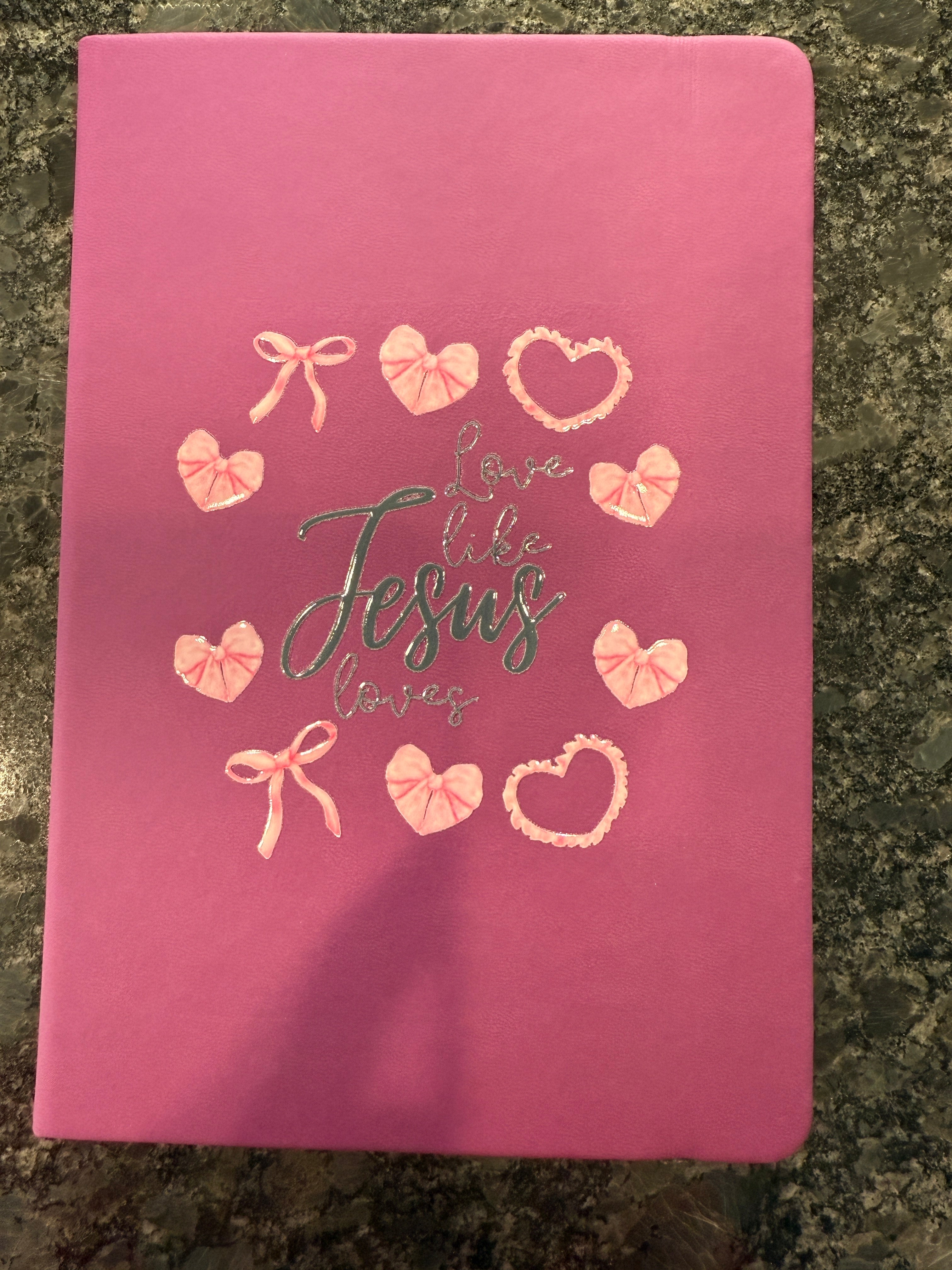 “Love Like Jesus” Pink Coquette Bow A5 Journal – Christian Notebook for Women, Prayer & Daily Reflections ✨💖